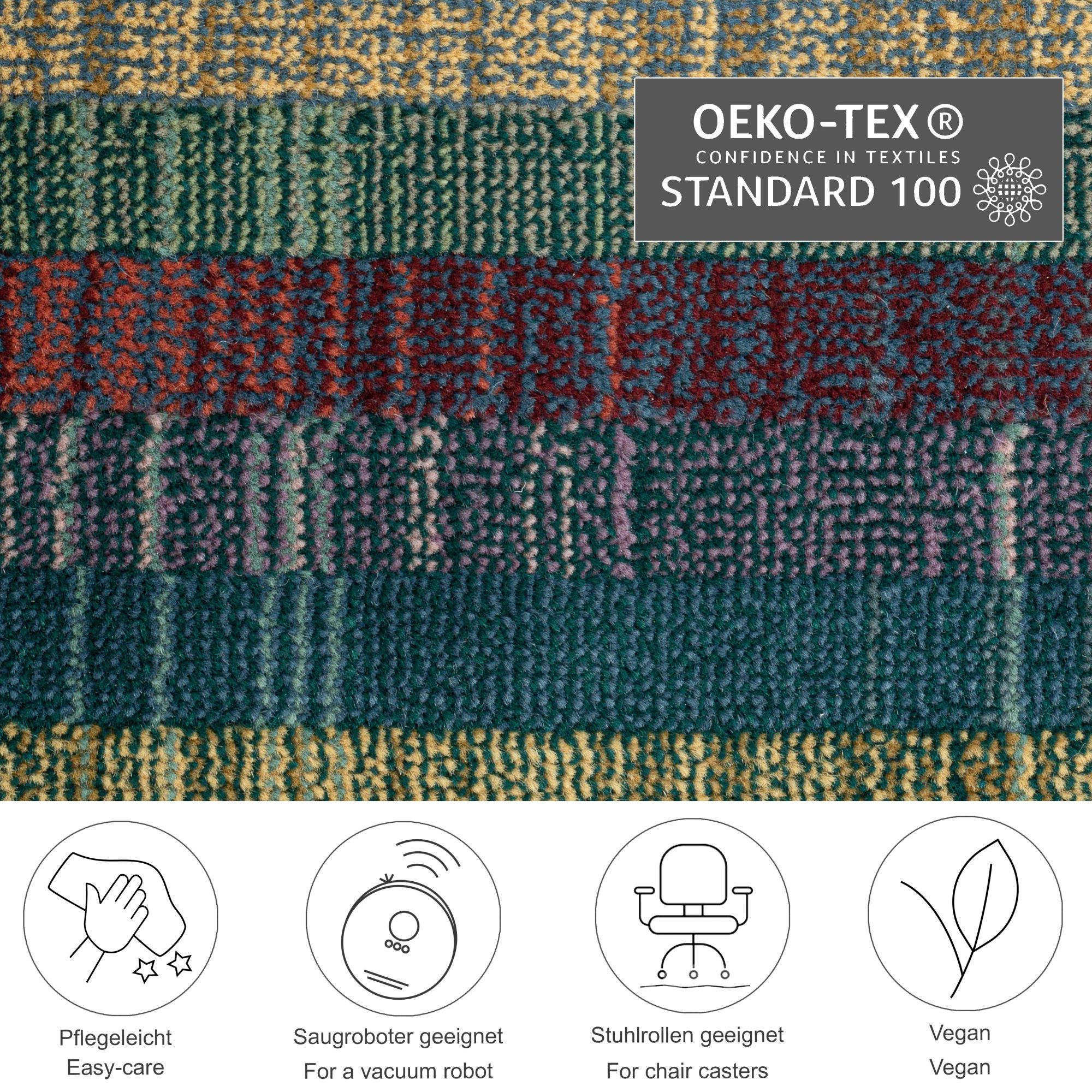 Thumbnail - Theko Webteppich, Mehrfarbig, Textil, Grafikmuster, Rechteckig, 240x340 cm, Oeko-Tex®, für Fußbodenheizung geeignet, Tep...