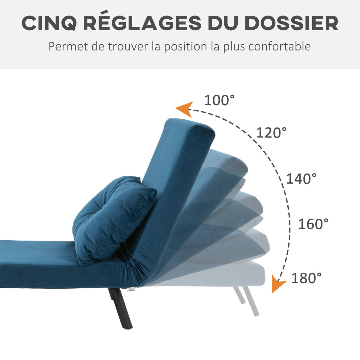 SCHLAFSESSEL 3-in-1 DE-14561 5-fach verstellbar, mit Holzarmlehnen Blau - Blau, Textil (73/81/63cm) - ComfortXL