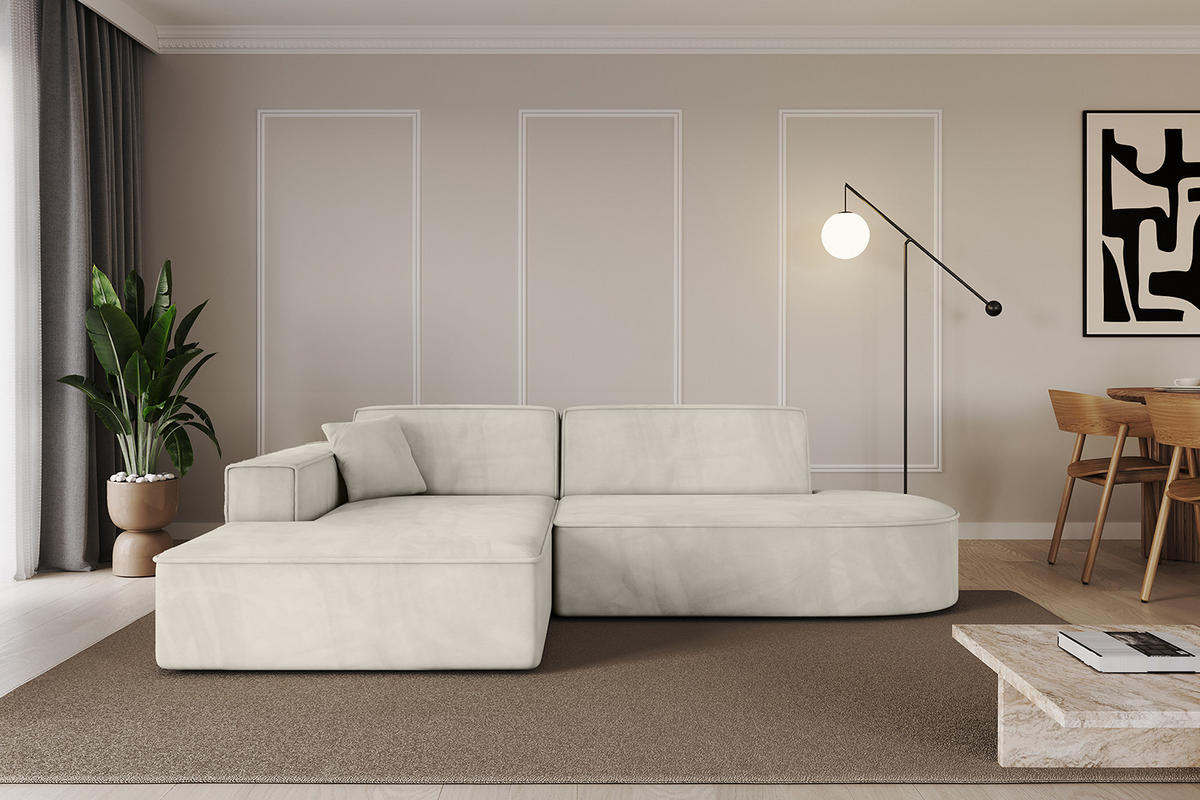 ECKSOFA Ottomane Links IREA-L1-v4 - 234x171x79 cm Dunkelgrau - Ecru, Holzwerkstoff/Textil (234/171cm) - ALTDECOR