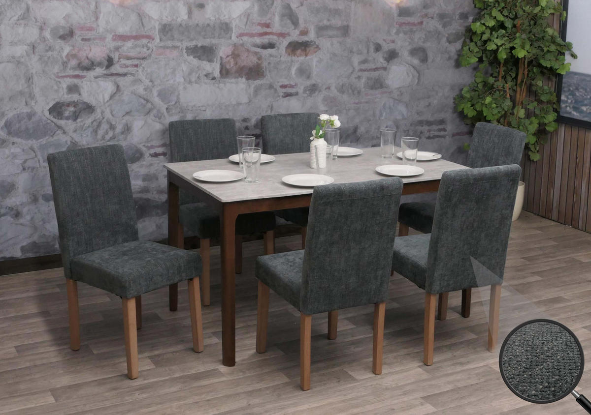 JEDÁLENSKÁ stolička Šedá, sada 6 ks - sivá, textil (42/90/50cm) - MCW