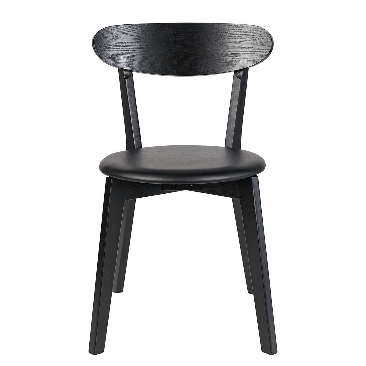 ESSZIMMERSTUHL - 2er-Set - Kunstleder / Esche massiv - Schwarz, Holz/Kunststoff (48/78/52cm) - home24