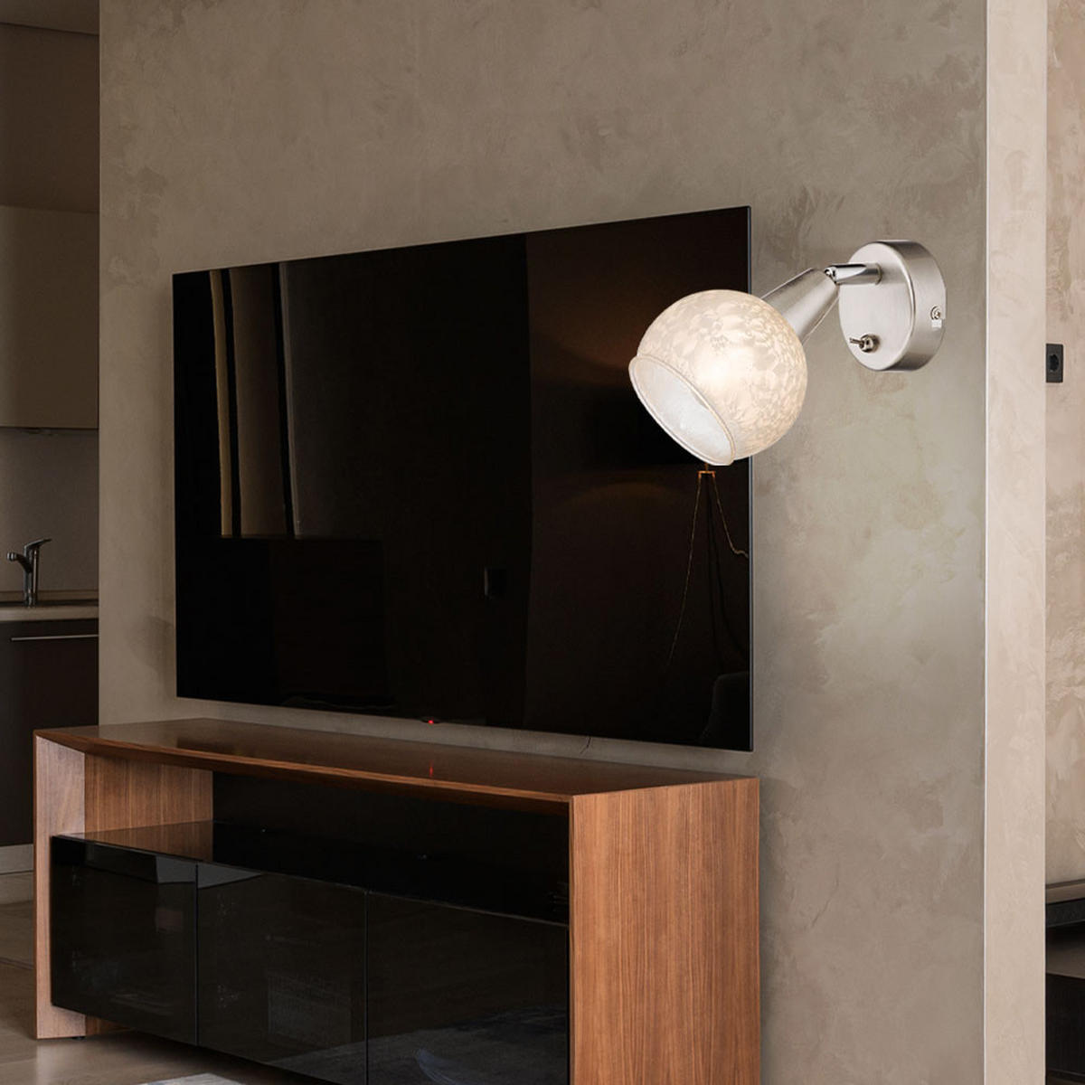 WANDLEUCHTE Metall Silber matt Schwenkbar - Silberfarben, Glas (9.8/15/18.6cm) - Globo Lighting