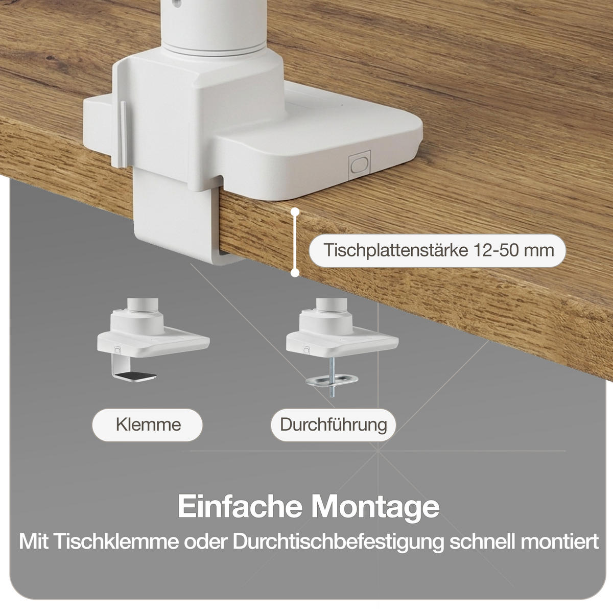 MONITORARM Doppel-Monitorarm in weiß mit Gasfeder für 2 Monitore 17–35 Zoll bis je 20kg / Signalweiß - Weiß, Metall (25/50/13cm) - ASSMANN
