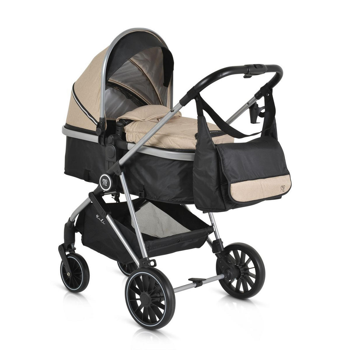 KINDERWAGEN 2 in 1 Kali beige umbaubar, Korb, Getränkehalter, Tasche - Beige, Metall (77/58/109cm) - Moni