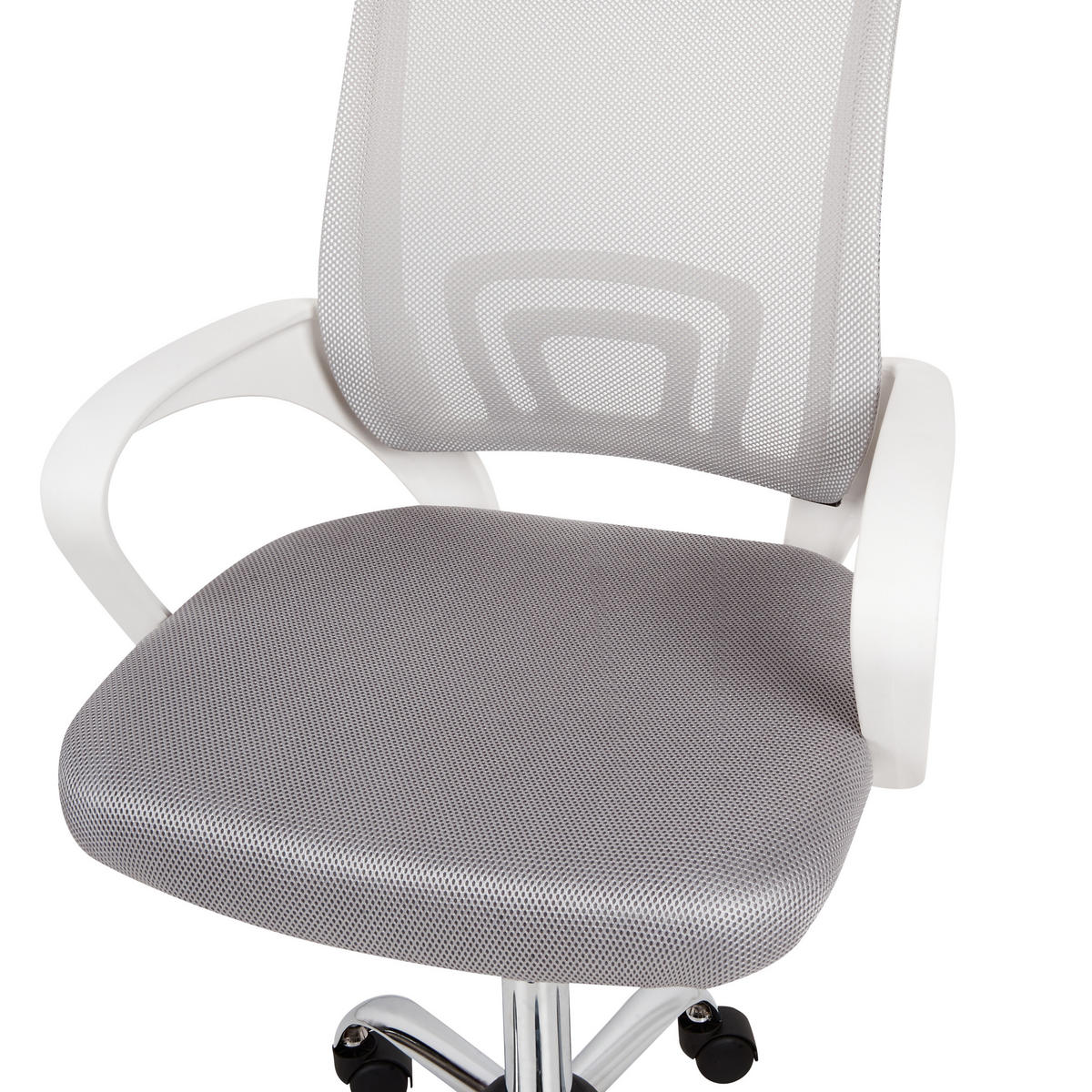 BÜROSTUHL Hellgrau Solid - Silberfarben/Weiß, Textil (60/88/60cm) - Beliani