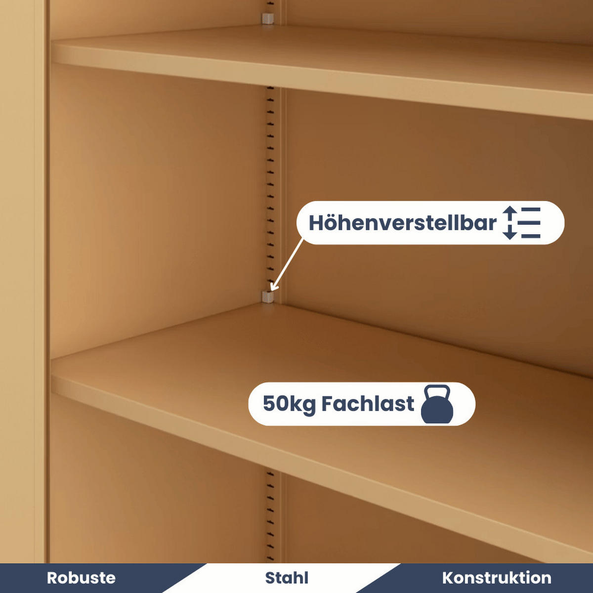 AKTENSCHRANK abschließbar KADO mit Flügeltüren 93x90x40cm Beige - Beige, Metall (90/93/40cm) - DELUKE