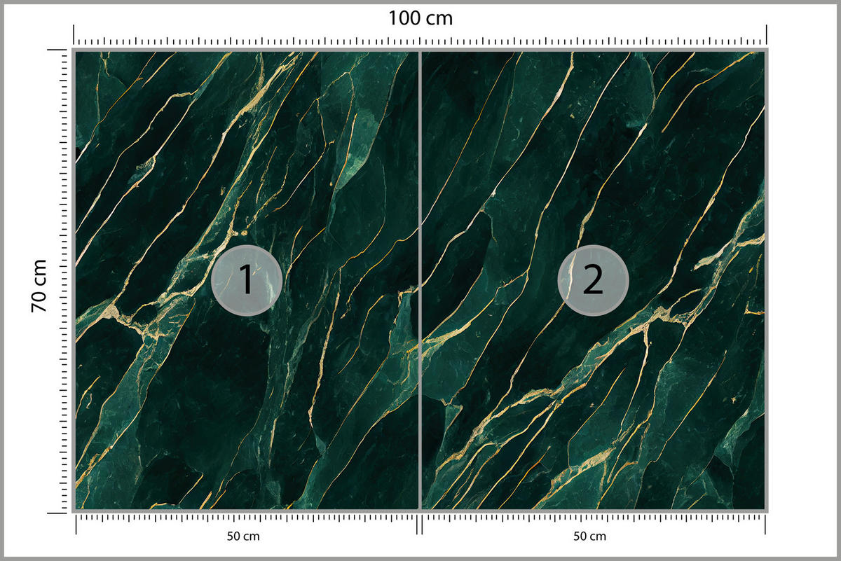 FOTOTAPETE für Wohnzimmer Eleganter Grüner Marmor Goldimitation 100x70 - Türkis/Grün, Papier (100/70cm) - Muralo