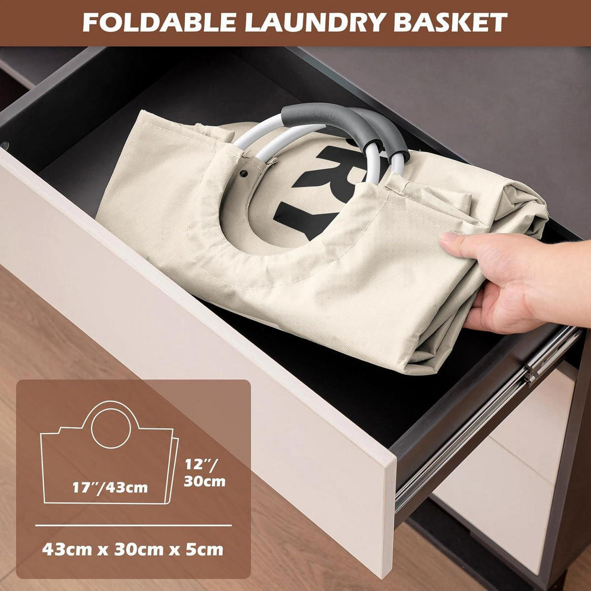 WÄSCHEKORB faltbar 115L Beige - Beige, Textil (43/79/43cm)