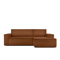 ECKSCHLAFSOFA-RECHTS NAPI in Pet Friendly Cord-Stoff, rot - Rot/Schwarz, Textil (262/148cm) - KONSIMO®