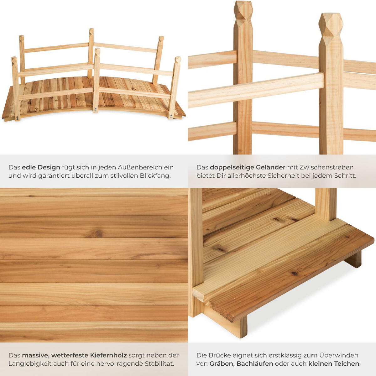 GARTENBRÜCKE Cantara, 137 x 58 x 58 cm, braun - Braun, Holz (137/58/58cm) - tectake