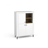 KOMMODE Mossa Weiß, Regal mit LED - Schwarz/Weiß, Holzwerkstoff (97/136/40cm) - Bettso