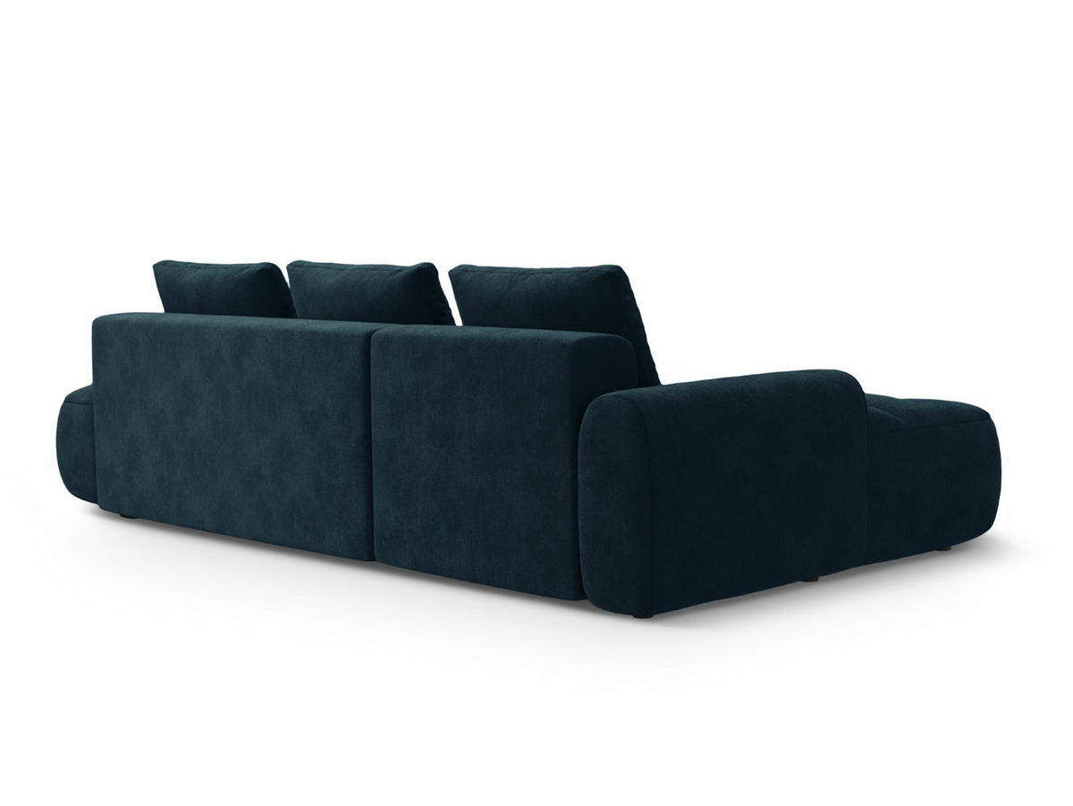 AUSKLAPPBARES-ECKSOFA links mit Container Linz aus Samt petrol 3 Sitzplätze - Petrol, Textil (142/275cm) - Cosmopolitan Design