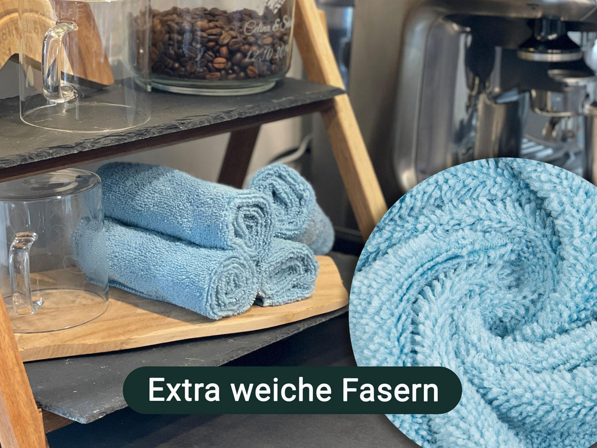 REINIGUNGSTÜCHER, 10er-Set, 30x30 cm, 80% Polyester, 20% Polyamid, Blau - Blaugrau, Textil (30/30cm) - Zollner