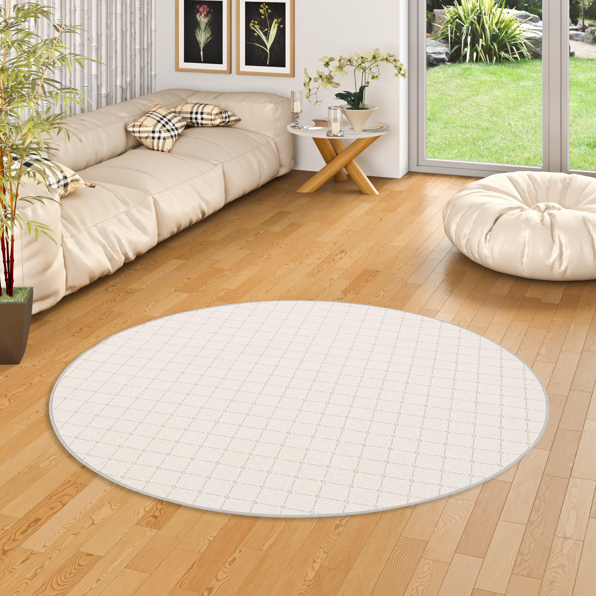 IN & OUTDOOR TEPPICH OSLO TREND RUND - Hellgrau, Textil (200/200cm) - Snapstyle