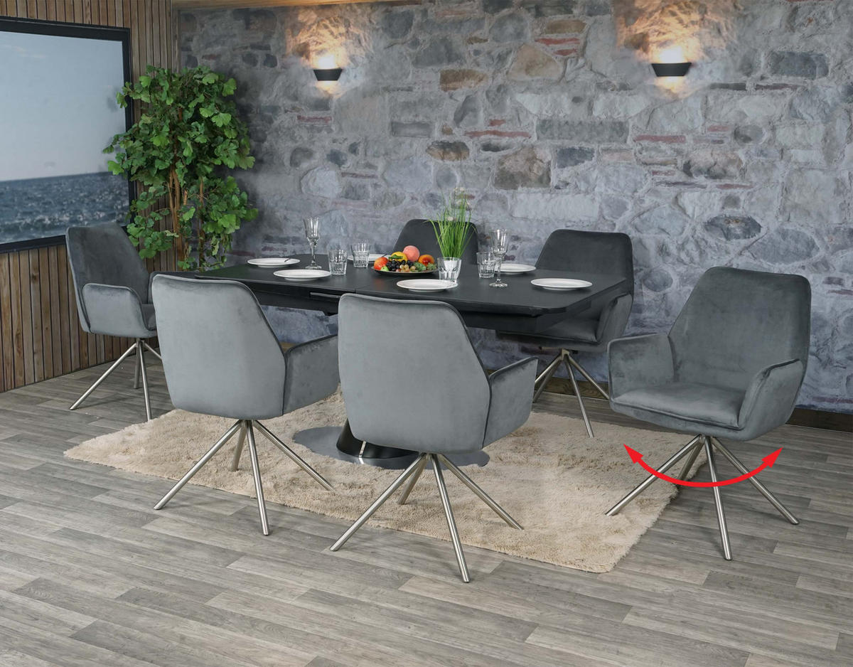 ESSZIMMERSTUHL Anthrazit, Silber 6er-Set - Anthrazit/Silberfarben, Textil (60/86/60cm) - MCW