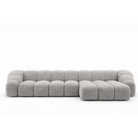 ECKSOFA Modulare L-Form, Veloursstoff Bluvel, Grau, Rechts, CROISSANT XL - Grau, Holz (340/190cm) - Kaiser Möbel
