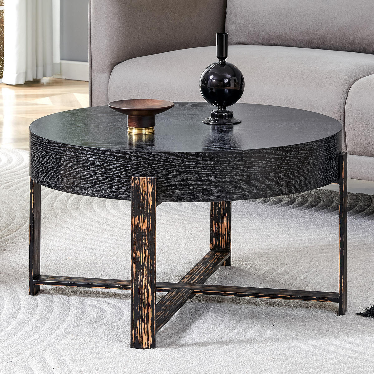 COUCHTISCH in Schwarz Beistelltisch mit stabiler Konstruktion für Wohnzimmer und Schlafzimmer, B68/T68/H39 cm - Schwarz, Holzwerkstoff/Metall (68/68/39cm) - STILVORA