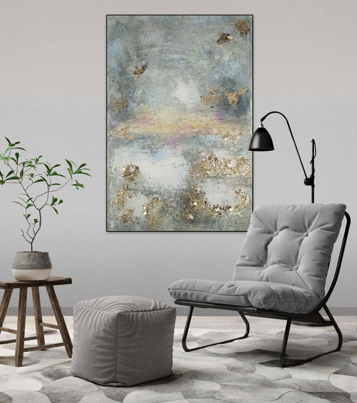ACRYLBILD HANDGEMALT 80/120 cm - Grau, Holz/Textil (3.06/120cm) - KUNSTLOFT