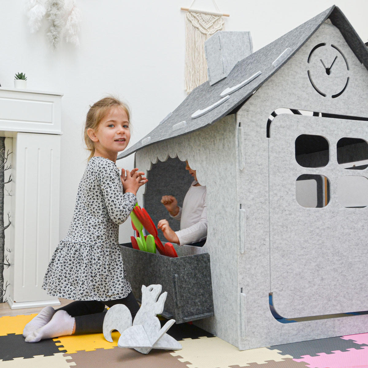 FILZ-SPIELHAUS 110/100/124 Grau - Grau, Kunststoff (100/125/110cm) - smalla