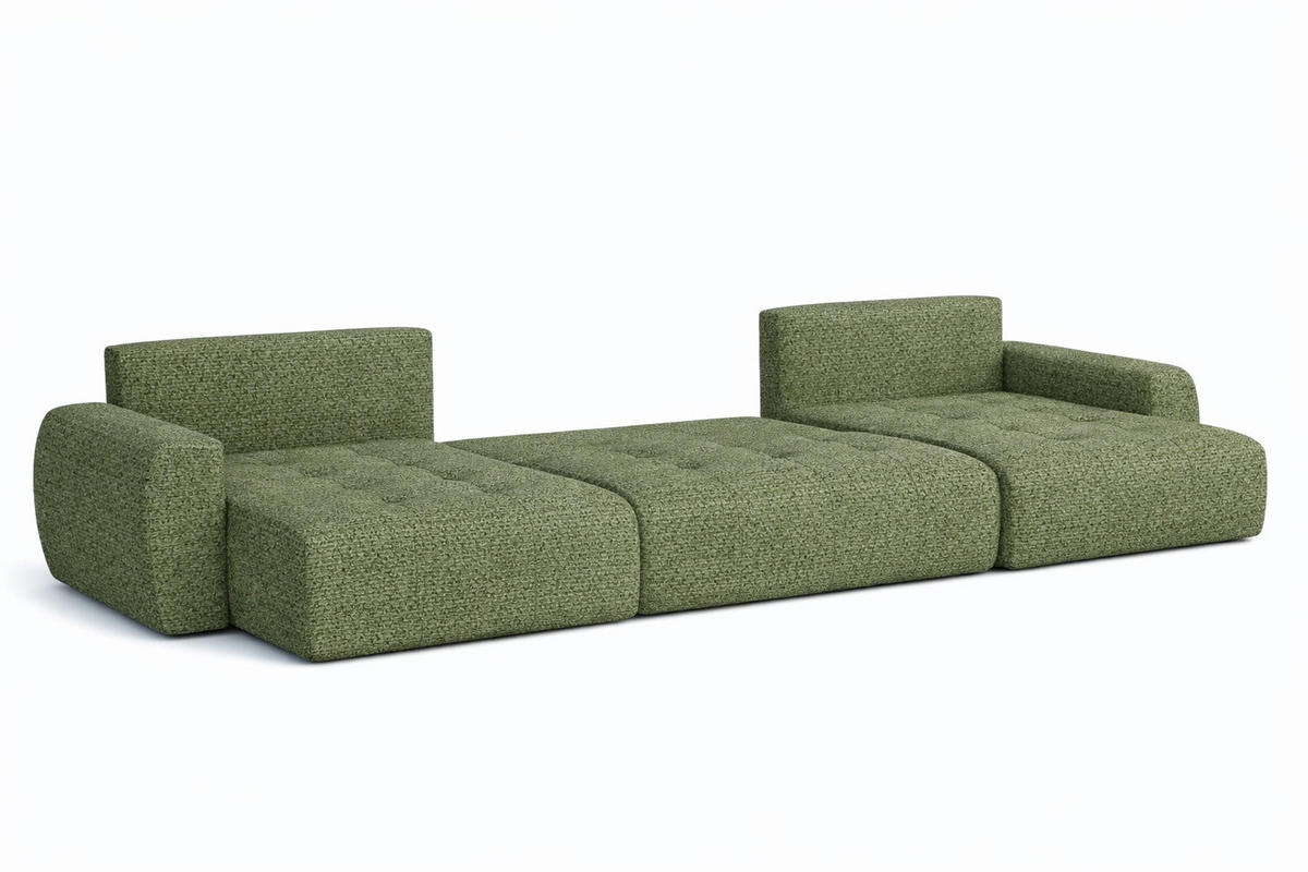 ECKSOFA Mit Schlaffunktion Und Bettkasten U-Form Ivo U, Chenillestoff Artico, Moss - Grün, Holz (342/142cm) - Kaiser Möbel