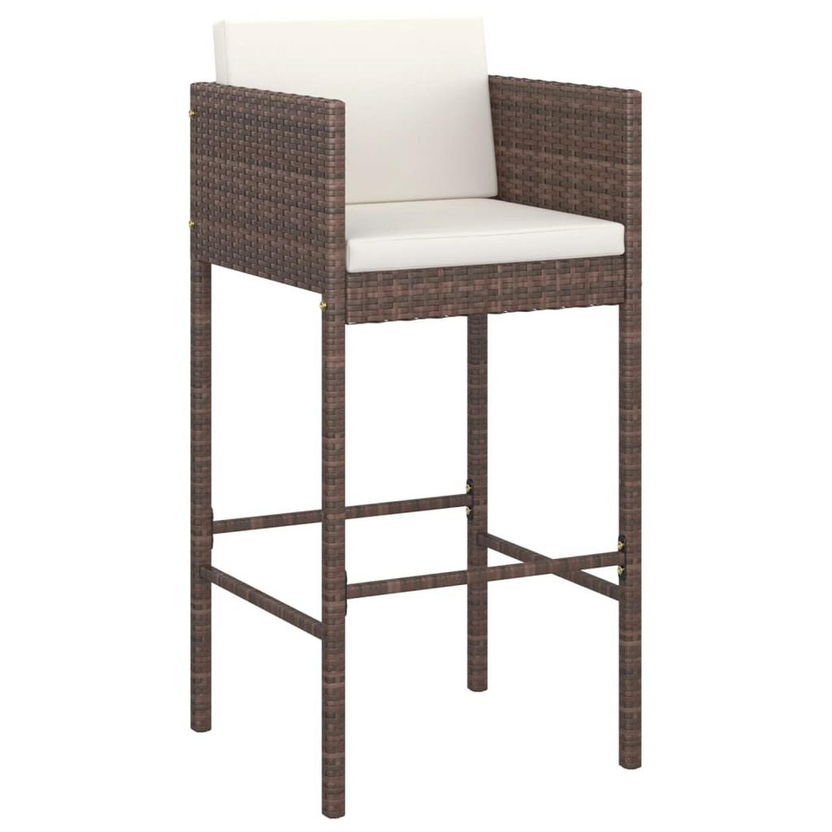 BARHOCKER 4 Stk. Mit Kissen Braun Poly Rattan - Braun, Kunststoff (48/100/50cm) - vidaXL