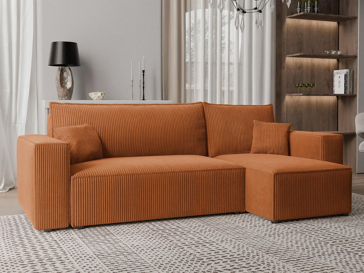 ECKSOFA Adara Mit Schlaffunktion - Hellbraun, Holzwerkstoff/Textil (145/244cm) - Fun Möbel