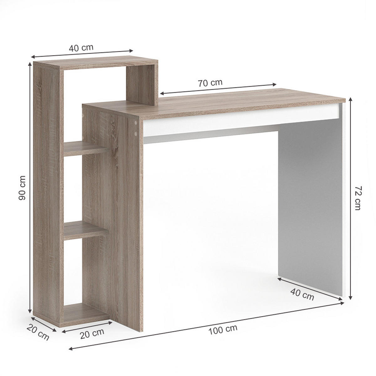 SCHREIBTISCH Leo Sonoma 110 x 40 cm - Sonoma Eiche, Holzwerkstoff (40/110/91cm) - Vicco