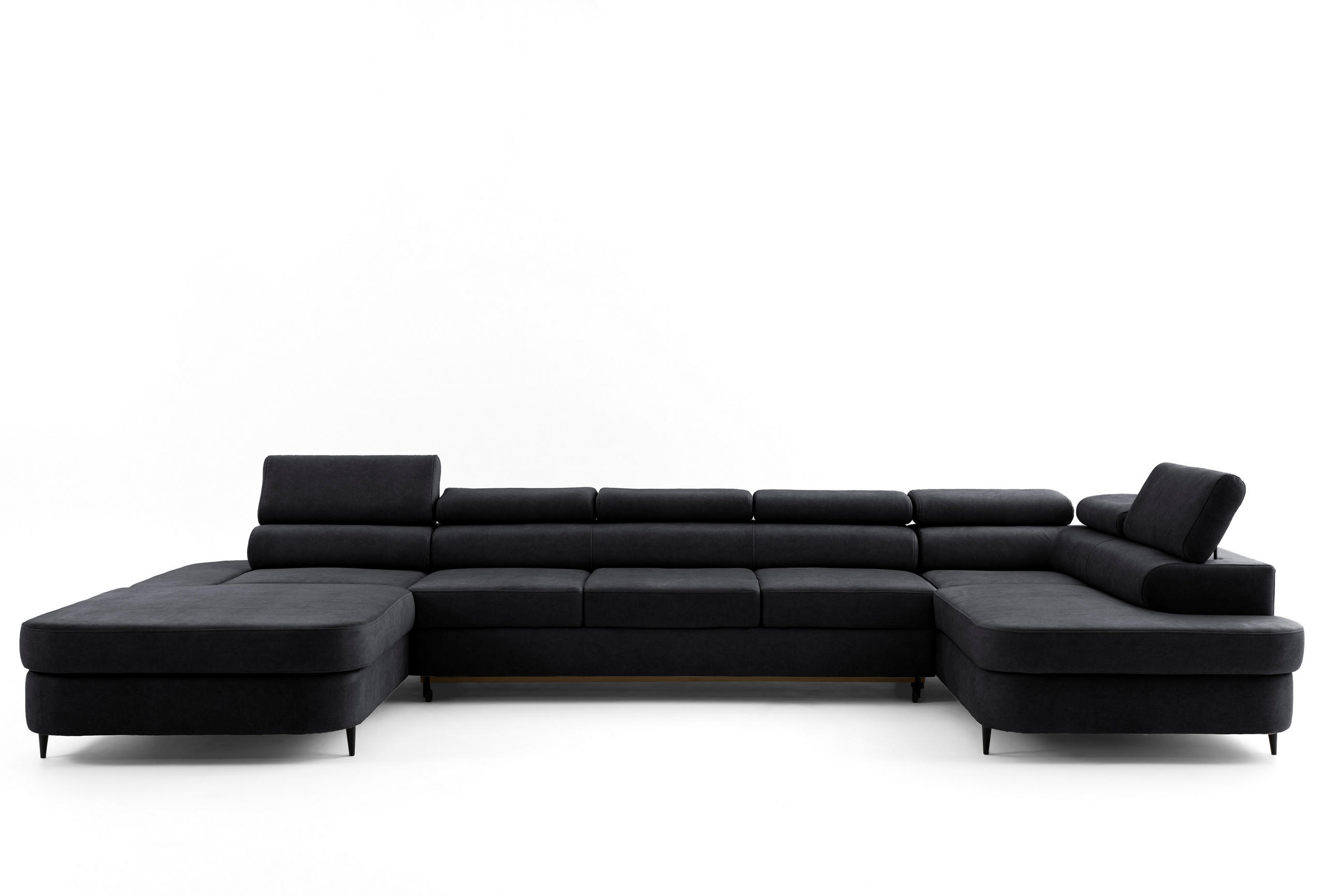 ECKSOFA U-Form PRIAM MAXI U Links mit Schlaffunktion 125x317 Velours Dunkelgrau - Dunkelgrau/Schwarz, Holz/Textil (400/91/203cm) - Muffo