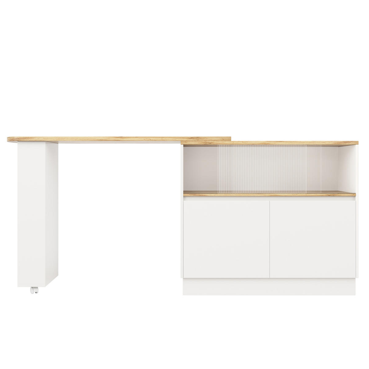 SIDEBOARD aus MDF mit Glasschiebetür & Ablagen, 90/45/100 cm, Weiß - Weiß, Holzwerkstoff (90/100/45cm) - Redom