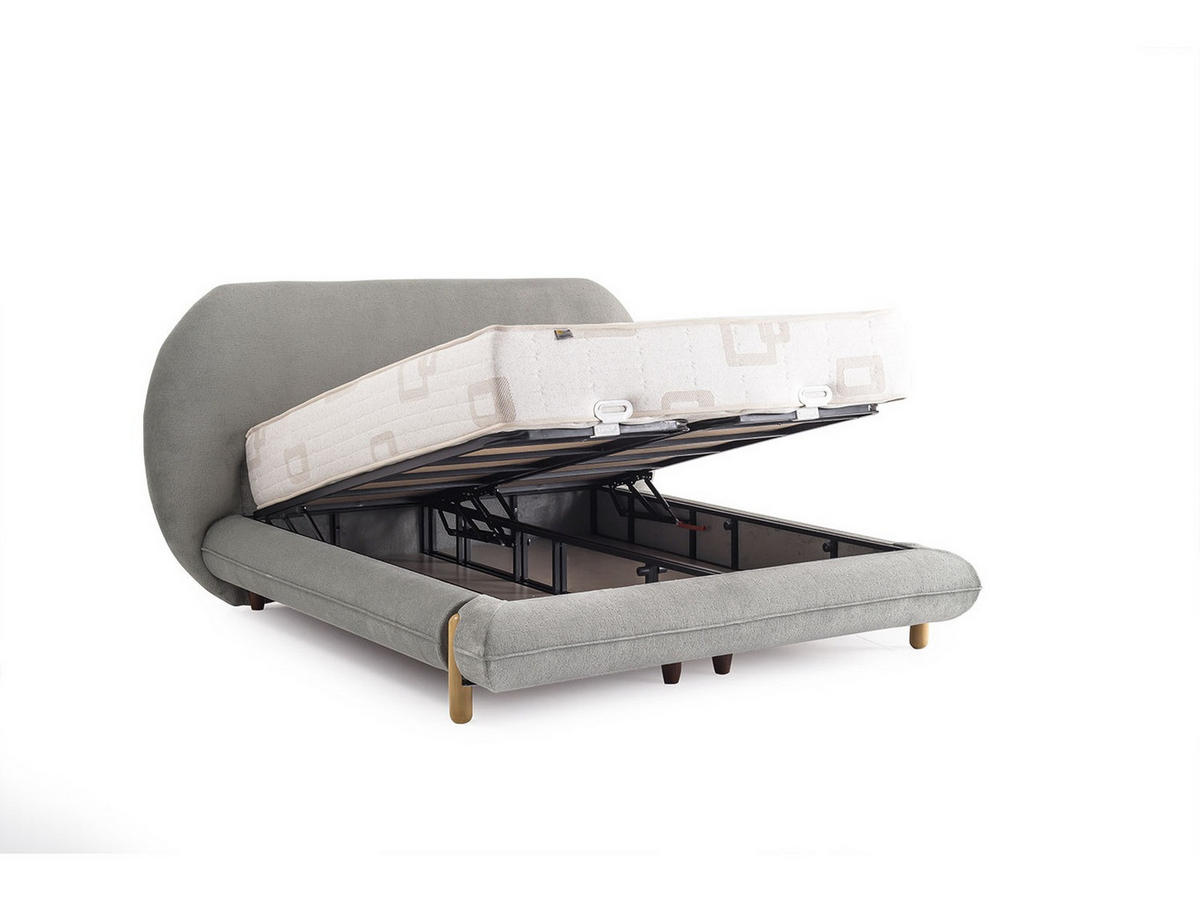 POLSTERBETT Tokyo Grau 150x200 Grau - Grau, Textil/Metall (150/200cm) - Villa Möbel