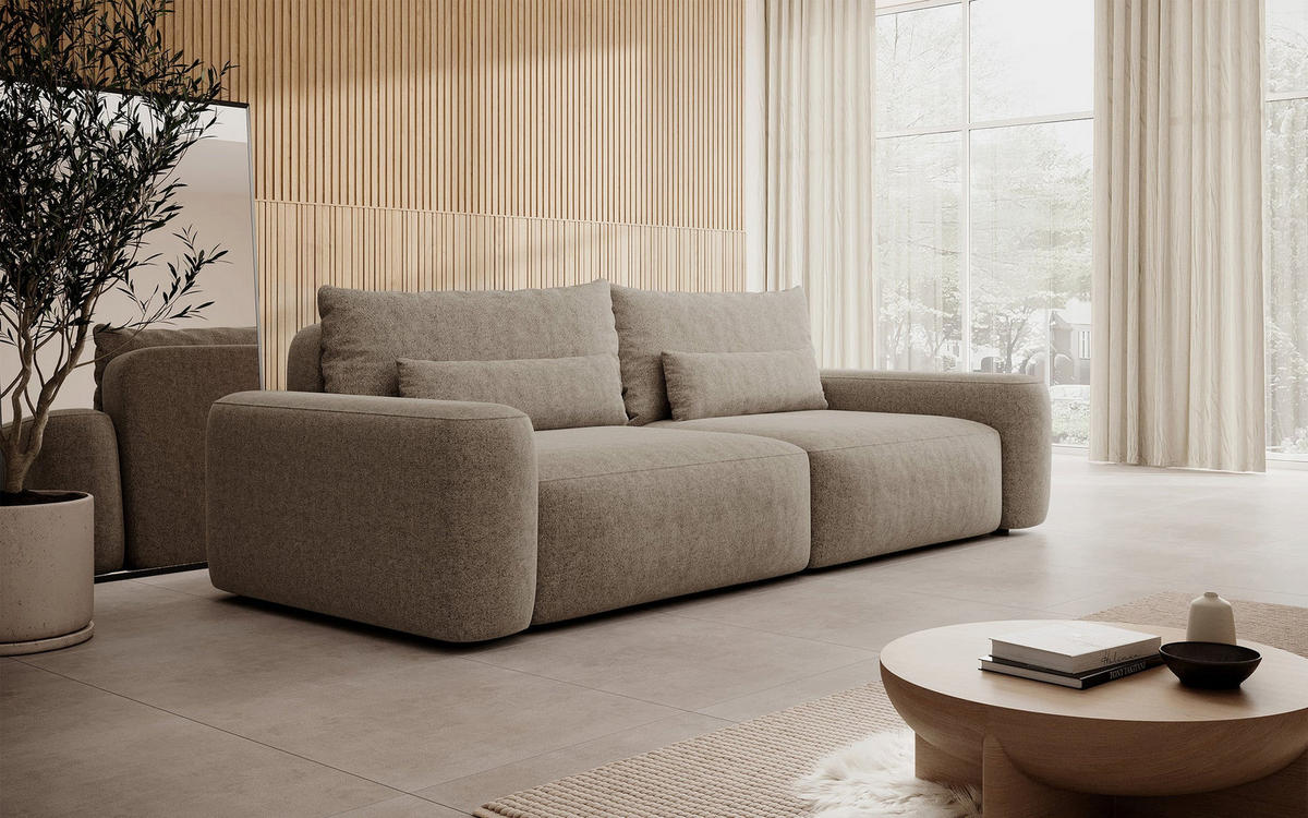 POHOVKA Carnos Světle hnědá 3-místná - černá/světle hnědá, textil/plast (257/82/105cm) - Selsey