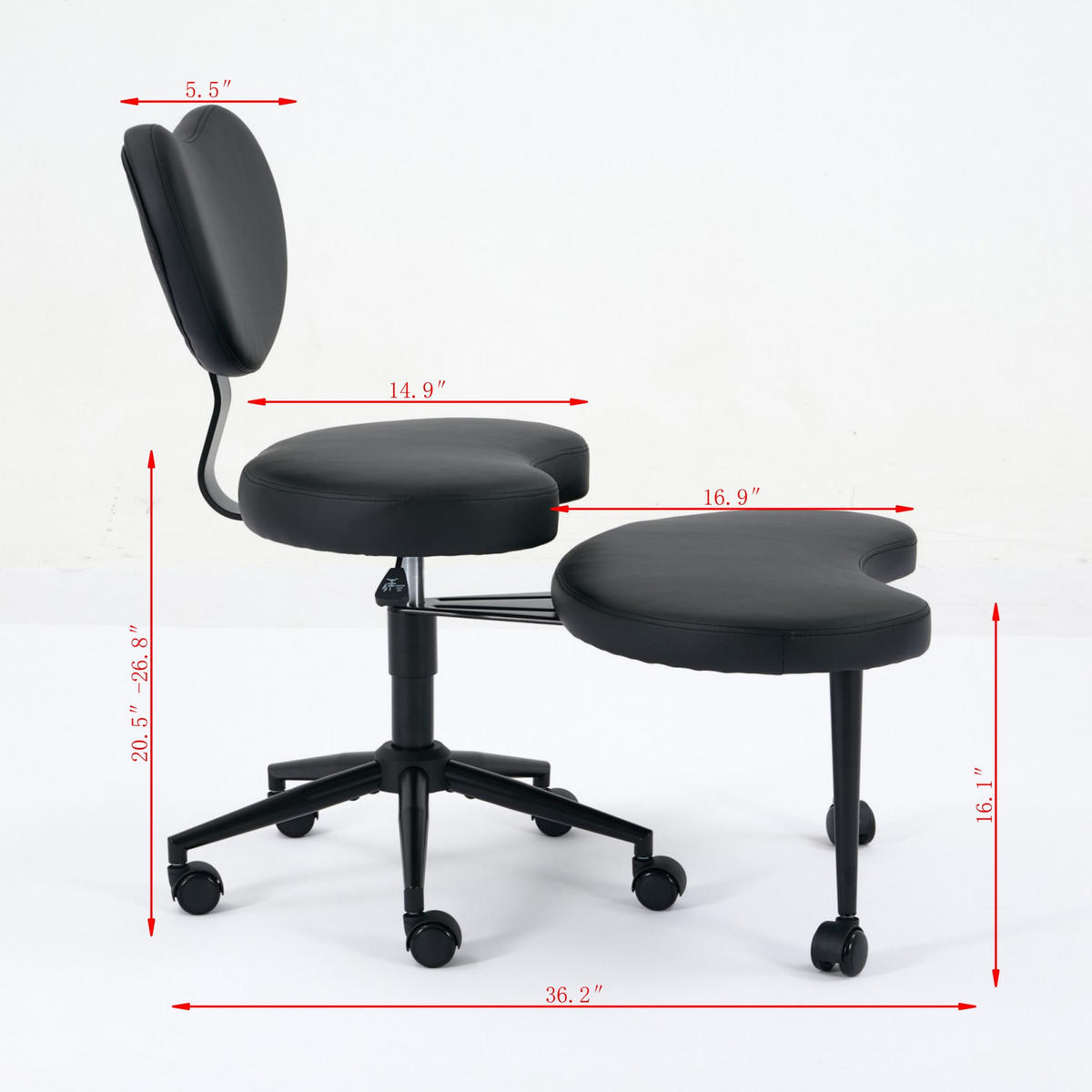 SCHREIBTISCHSTUHL Schwarz mit Fußhocker - Schwarz, Metall (1/1/1cm) - PANGIVO