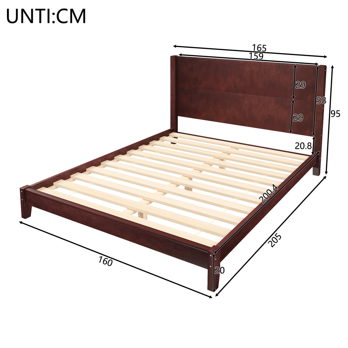POLSTERBETT 160/200 cm Braun mit Kopfteil und Lattenrost - Braun, Holz (160/200cm) - Oxeza