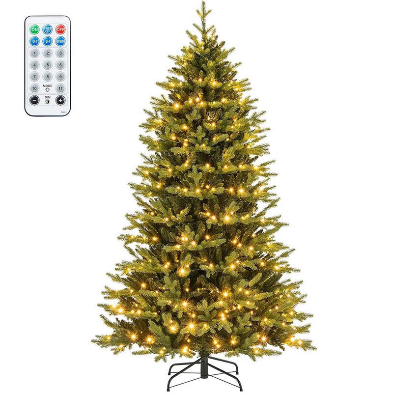 WEIHNACHTSBAUM mit 11 Lichtmodi 210cm Grün - Grün, Metall (210cm) - COSTWAY