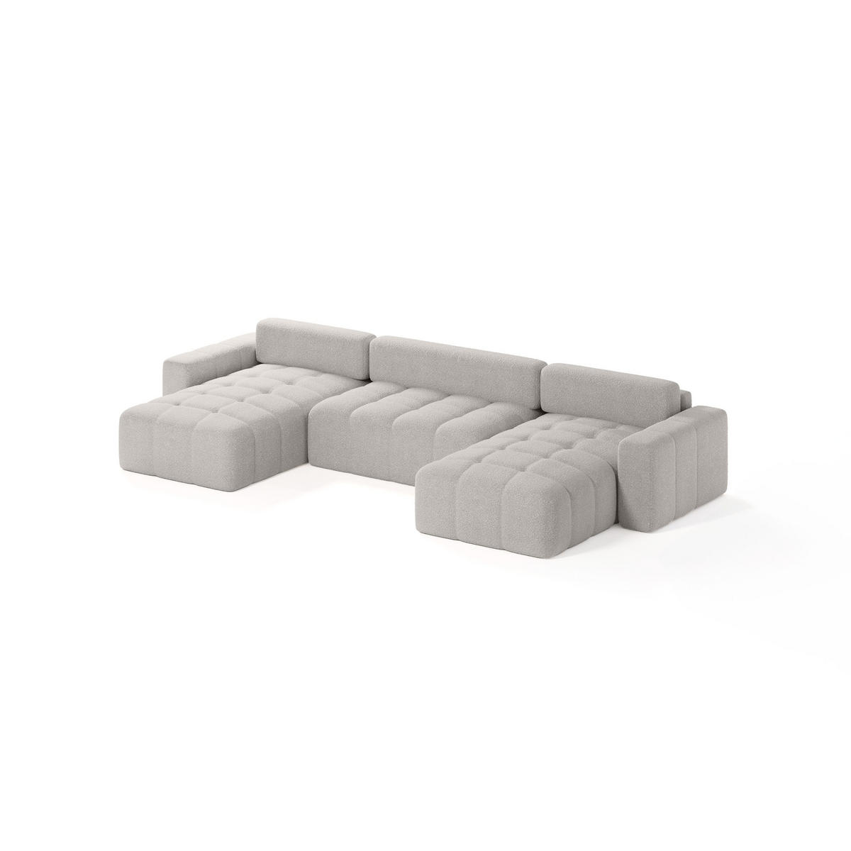 ECKSOFA Bouclé-Stoff 10 Sitzer Bornum U, Hellgrau - Hellgrau, Textil (386/70/155cm) - Meblito