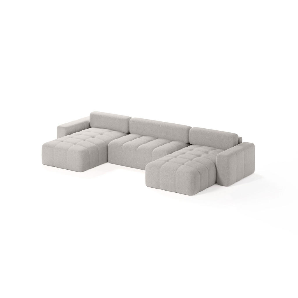 Thumbnail - Meblito Ecksofa, Hellgrau, Textil, U-Form, 386x70x155 cm, Wohnzimmer, Sofas & Couches, Wohnlandschaften, Wohnlandschafte...