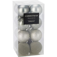 CHRISTBAUMKUGEL Basic Silber 16er Set 6/6/6 cm Kunststoff - Silberfarben, Kunststoff (6/6/6cm) - Mondex