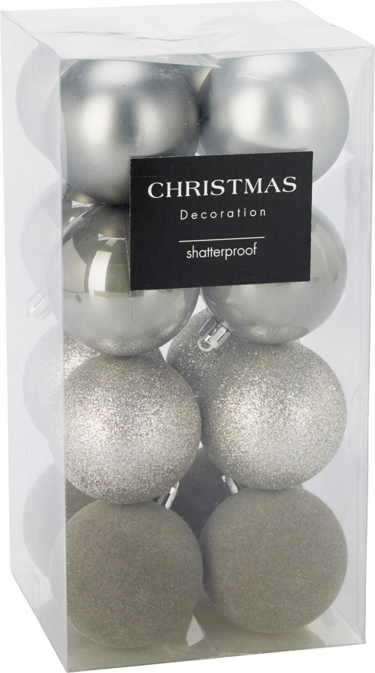 CHRISTBAUMKUGEL Basic Silber 16er Set 6/6/6 cm Kunststoff - Silberfarben, Kunststoff (6/6/6cm) - Mondex