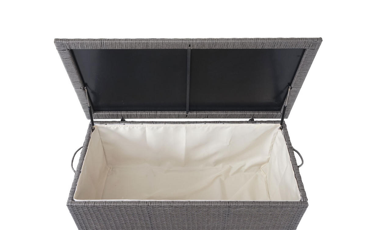 KISSENBOX aus Poly-Rattan HxBxT 80x160x94cm Premium grau 320L - Grau, Kunststoff (160/80/94cm) - PROREGAL