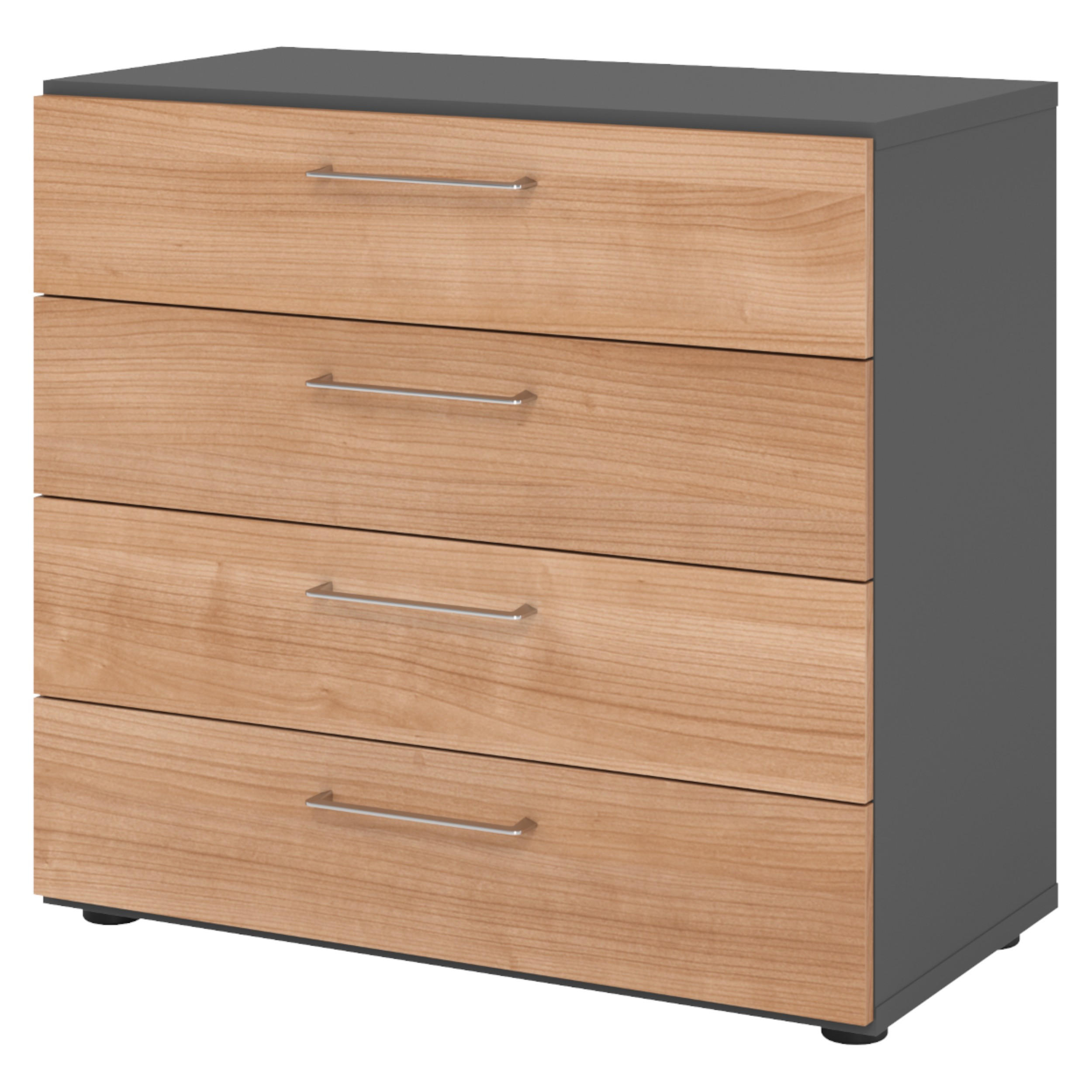 SCHUBLADENSCHRANK - 4 Schübe 42/80/74,8 cm in Graphitfarben/Nussbaumfarben - Nussbaumfarben/Graphitfarben, Holzwerkstoff (80/74.8/42cm) - bümö