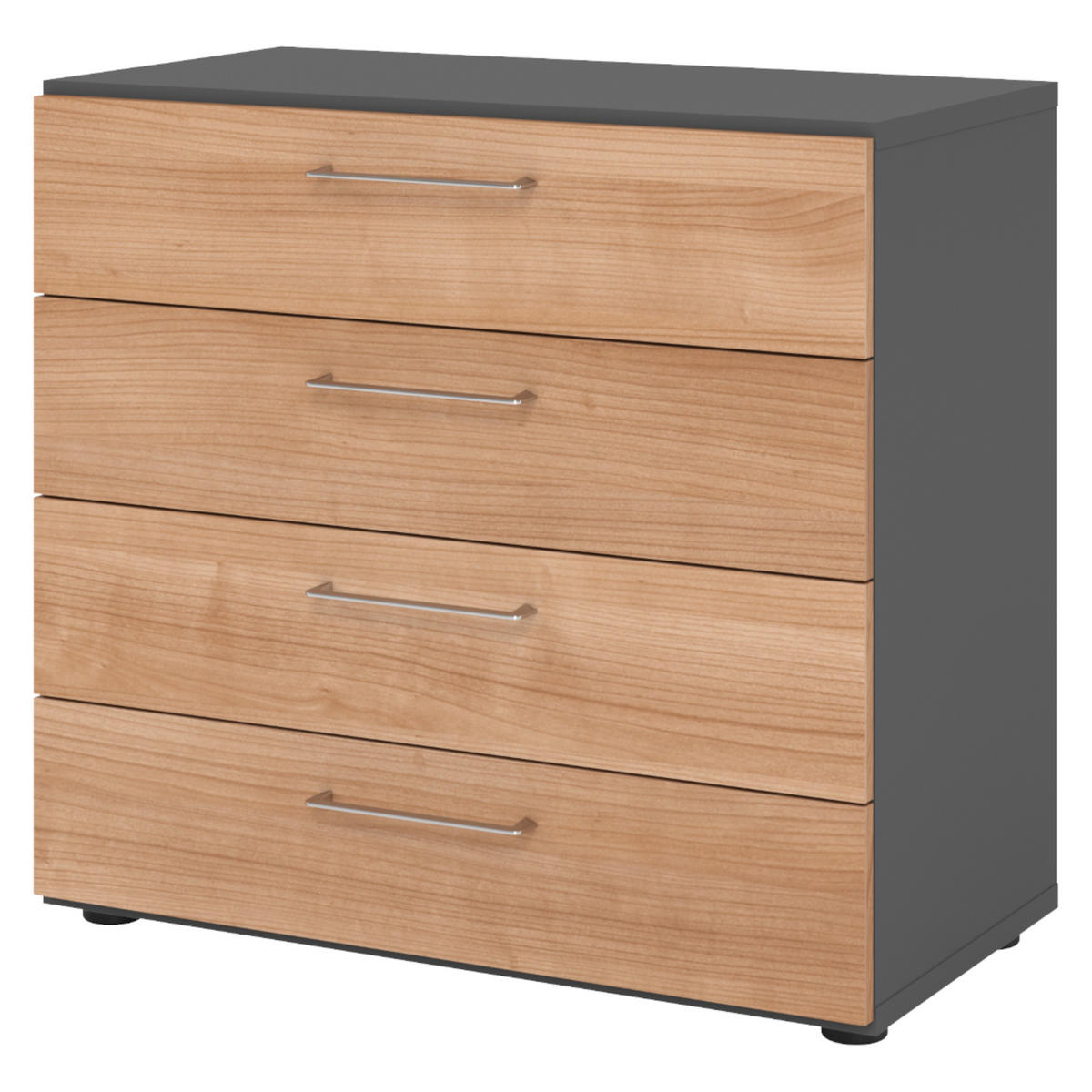SCHUBLADENSCHRANK - 4 Schübe 42/80/74,8 cm in Graphitfarben/Nussbaumfarben - Nussbaumfarben/Graphitfarben, Holzwerkstoff (80/74.8/42cm) - bümö