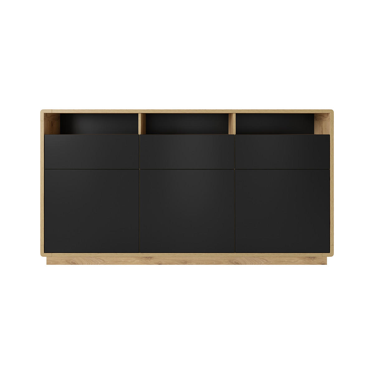 SIDEBOARD Raven Mattschwarz und Holz - Schwarz, Holzwerkstoff (180/96/40cm) - Petits-meubles