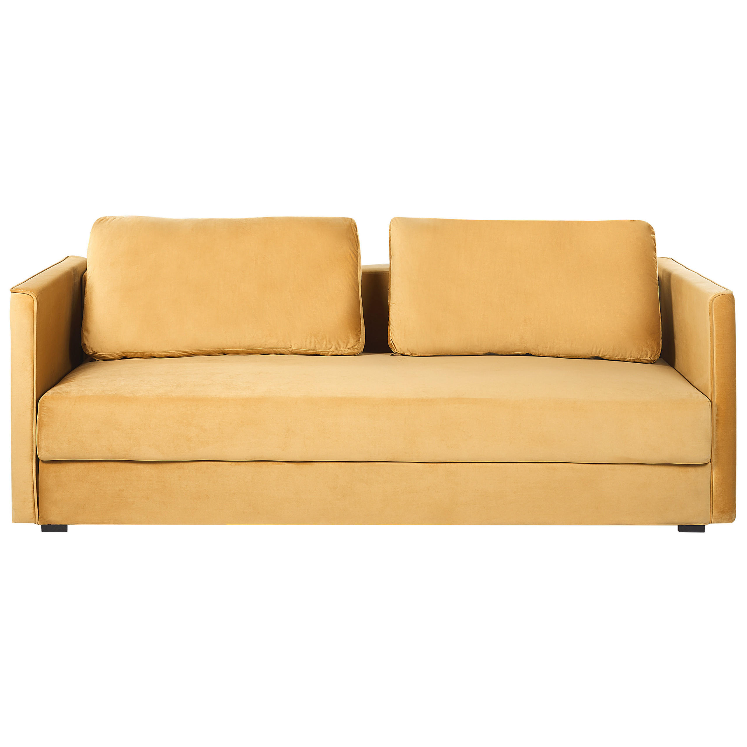 3-SITZER-SCHLAFSOFA Samtstoff Gelb Eksjo - Gelb, Textil (220/87/102cm) - Beliani
