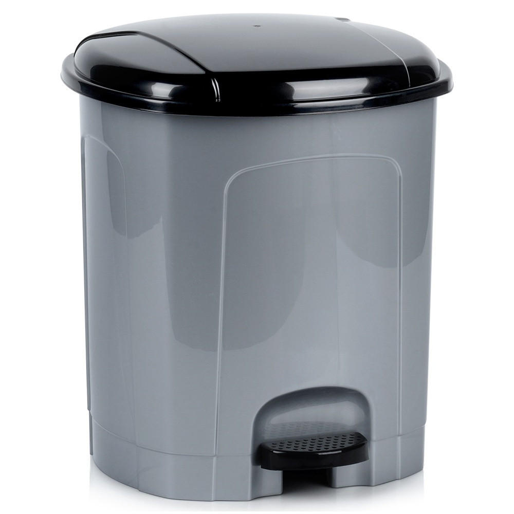 ABFALLEIMER, mit Pedal, Kunststoff, grau, 11,5 l - Grau, Kunststoff (25/36/25cm) - Orion 