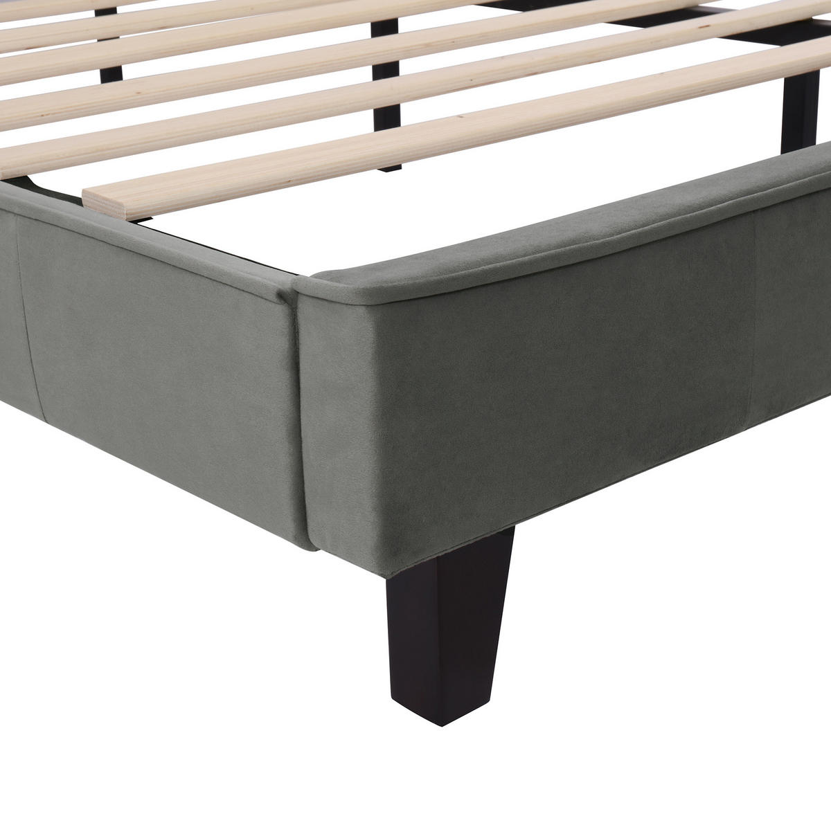 SAMT-POLSTERBETT 180/200 cm in Grau mit Lattenrost und gepolstertem Kopfteil - Grau, Textil (180/200cm) - BEAOK