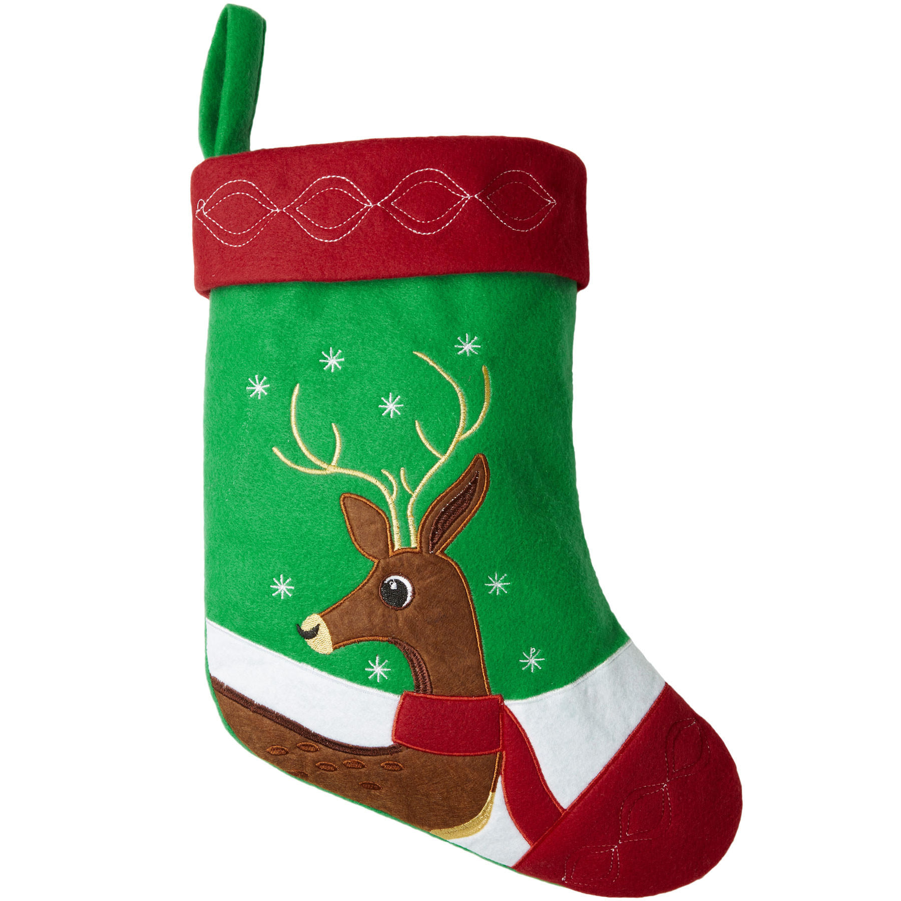 NIKOLAUSSTIEFEL Mit Hirsch-motiv,strapazierfähig, 26 x 36,5 cm,rot/grün - Rot/Grün, Kunststoff (36.5/0.5/26cm) - tectake