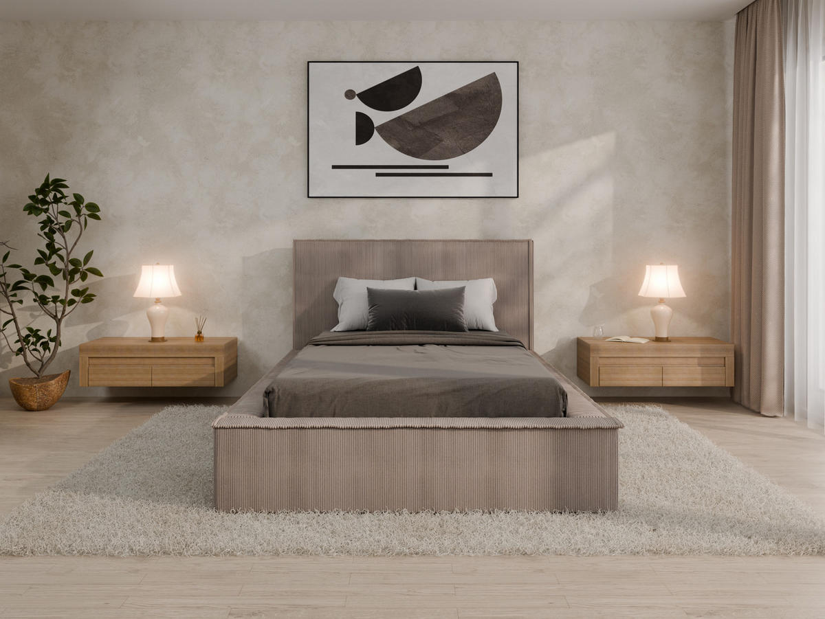 POLSTERBETT SANA 120x200cm Elegantes Polsterbett für modernen Wohnstil , Taschenfederkernmatratze LIORA(19cm), cappuccino - Cappuccino, Holz (120/200cm) - Panda Möbel