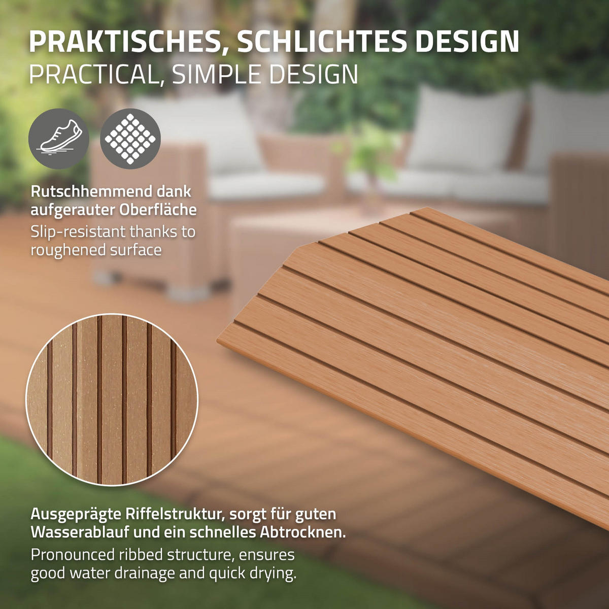 ABSCHLUSSLEISTE WPC gerade Hellbraun - Hellbraun, Holzwerkstoff (30/2/7.5cm) - ML-DESIGN