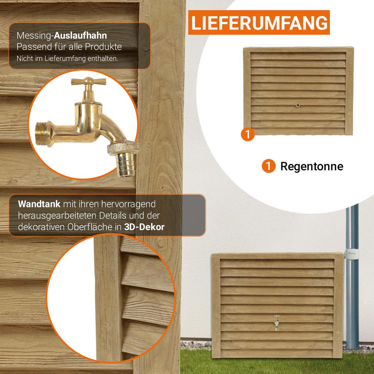 Y Wandtank 350 L, light - Braun, Kunststoff (40/100/124cm) - GARANTIA