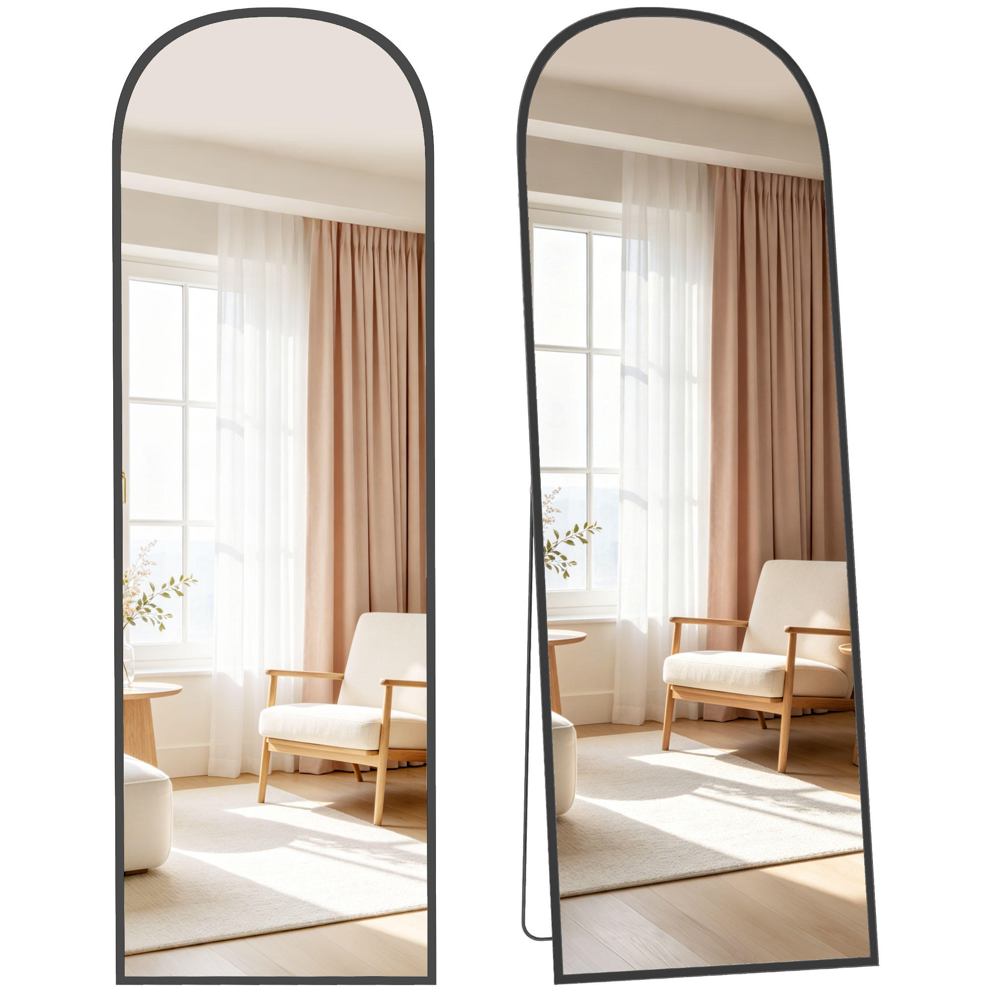 STANDSPIEGEL 2er-Set Schwarz 50.0/1.5/170.0 cm - Schwarz, Metall (1.5/170/50cm)